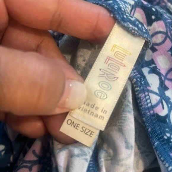 Lularoe Teal Pink Floral Abstract Buttery Leggings Size O/S #M-357 - Picture 4 of 5